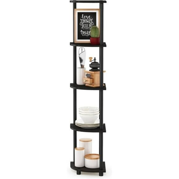 5 tier corner shelf storage unit small space display rack bookcase organizer - Picture 5 of 7